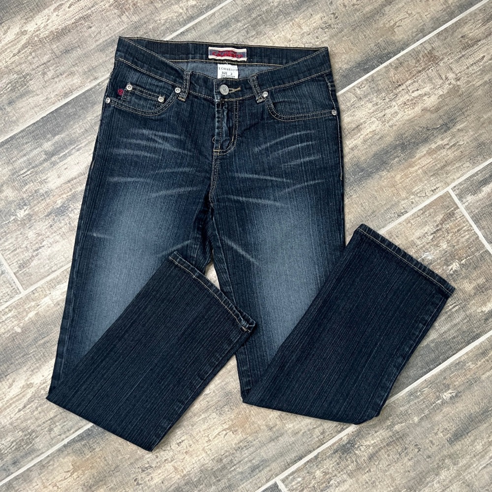 Y2K Z. Cavaricci Straight Leg Jeans Womens Blue Dark Wash Low Rise Whiskered